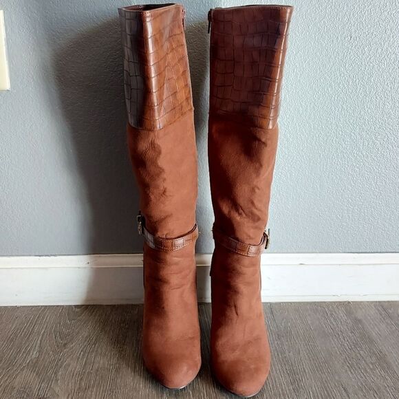 JustFab Brown Heeled Boots - Picture 2 of 14